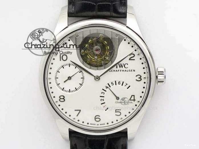 MIROTIME 0408 Original Portuguese IW358304 ZF 1:1 Best Edition SS White Dial RG Markers on Leather Strap A 7077